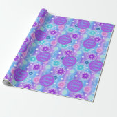 Pink Aqua Floral Abstraktes Muster Name Geschenkpapier (Ungerollt)