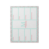 Pink & Aqua Floral Weekly Planner Notepad Notizblock (Rotiert)