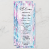 Pink Aqua Hearts and Blume Hochzeitsprogramm Programm (Vorne/Hinten)