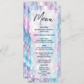 Pink Aqua Hearts und Blume Hochzeitsmenü Menükarte (Vorne/Hinten)