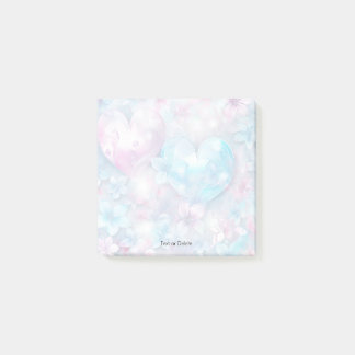 Pink Aqua Herz und Blume Post it Notes Post-it Klebezettel