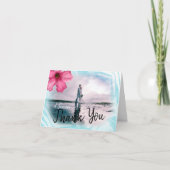 Pink Aqua Hibiskus Blume Danke Karte (Vorderseite)