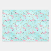 Pink & Aqua Ice Skate Flamingos & Weihnachtsgesche Geschenkpapier Set (Vorderseite 2)