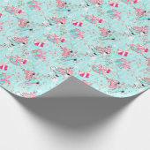 Pink & Aqua Ice Skate & Weihnachtsgeschenke Geschenkpapier (Ecke)