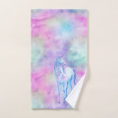 Pink Aqua Lila Weißes Einhorn Sparkasse Badhandtuch Set (Handtuch)