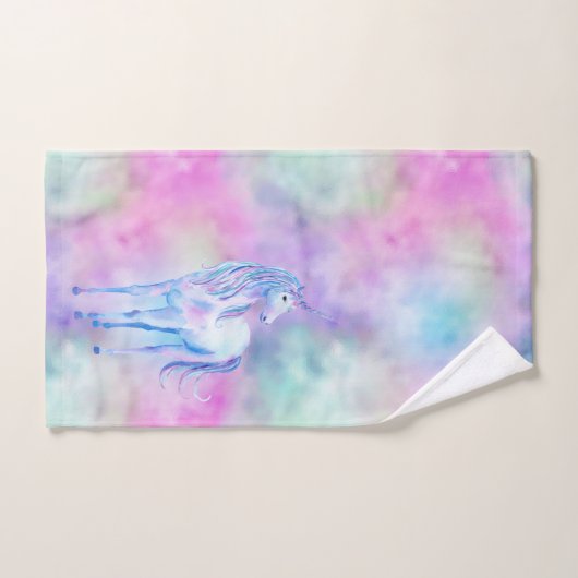 Pink Aqua Lila Weißes Einhorn Sparkasse Badhandtuch Set (Handtuch)