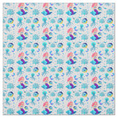 Pink Aqua Mermaid auf Seashell Unterwasserfisch Stoff (Muster)