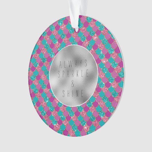 Pink Aqua Mint Mermaid Glitz Ornament (Vorderseite)