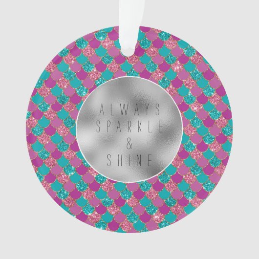 Pink Aqua Mint Mermaid Glitz Ornament (Vorderseite)