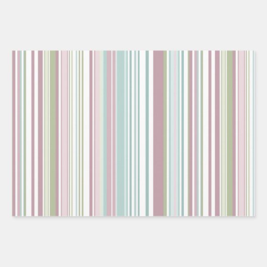 Pink, Aqua, mint, spring rain and mauve stripes Geschenkpapier Set (Vorderseite 3)