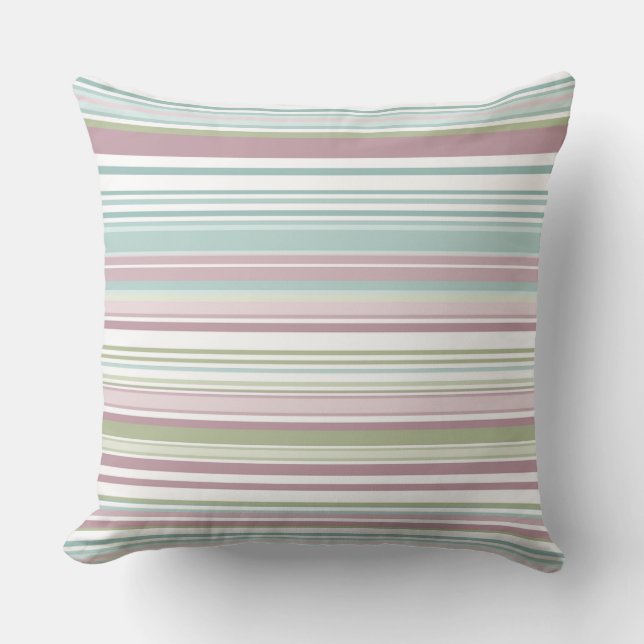 Pink, Aqua, mint, spring rain and mauve stripes Kissen (Vorderseite)