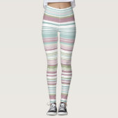Pink, Aqua, mint, spring rain and mauve stripes Leggings (Vorderseite)