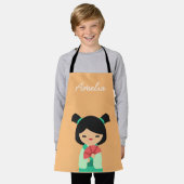 Pink Aqua peach Kokeshi Japanische Puppen Schürze (Getragen)