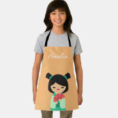 Pink Aqua peach Kokeshi Japanische Puppen Schürze (Insitu)