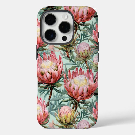 Pink Aqua Protea Blume Fynbos gepolsterte Printdes Case-Mate iPhone Hülle (Rückseite)