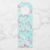 Pink & Aqua Santa Flamingo Beach Weihnachten Flaschenanhänger (Rückseite)