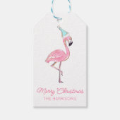 Pink & Aqua Santa Flamingo Beach Weihnachten Geschenkanhänger (Vorderseite)
