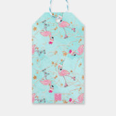 Pink & Aqua Santa Flamingo Beach Weihnachten Geschenkanhänger (Rückseite)