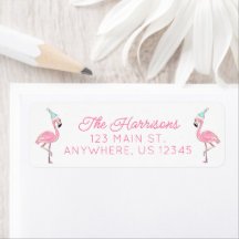 Pink & Aqua Santa Flamingo Weihnachtsadresse