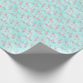 Pink & Aqua Skaten Flamingos Weihnachten Geschenkpapier (Ecke)