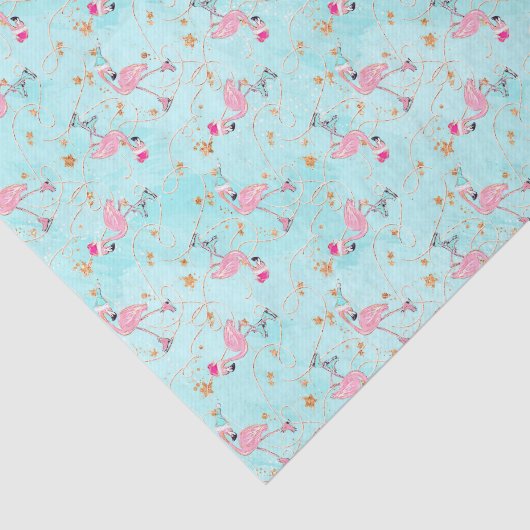 Pink & Aqua Skaten Flamingos Weihnachten Seidenpapier (Ausschnitt)