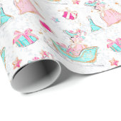 Pink & Aqua Skaten & Weihnachtsfeiern Geschenkpapier (Rolleneckpunkt)