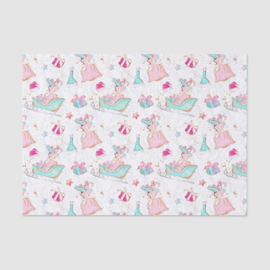 Pink & Aqua Skaten & Weihnachtsfeiern Seidenpapier (Vorderseite)