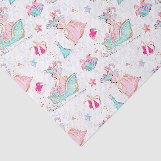 Pink & Aqua Skaten & Weihnachtsfeiern Seidenpapier (Ausschnitt)
