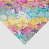 Pink Aqua Turquoise Yellow Purple Gold Marble Seidenpapier (Ausschnitt)