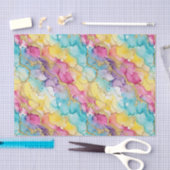 Pink Aqua Turquoise Yellow Purple Gold Marble Seidenpapier (Handwerk)
