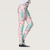 Pink Aqua Weihnachtsbaum Festival Leggings (Rechts)