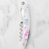 PINK AQUA WHIRLFLORAL KUSTOMIZABLE CORKSCREW KELLNERMESSER (Vorderseite)