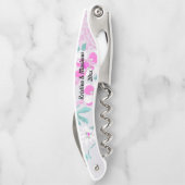 PINK AQUA WHIRLFLORAL KUSTOMIZABLE CORKSCREW KELLNERMESSER (Rückseite)