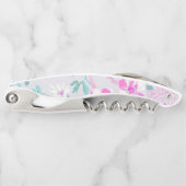 PINK AQUA WHIRLFLORAL KUSTOMIZABLE CORKSCREW KELLNERMESSER (Vorderseite)