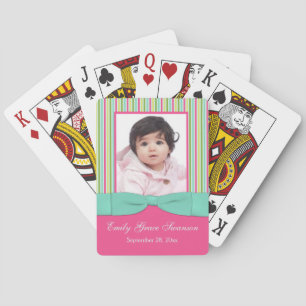 Pink Aqua Yellow Green Striped Photo Playing Cards Spielkarten