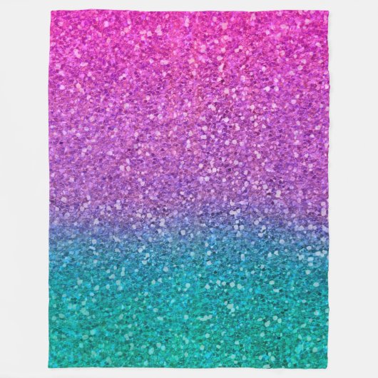 Pink Aquamarin Aqua Blue & Lila Funkelnd Glitzer Fleecedecke (Vorderseite)
