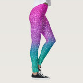 Pink Aquamarin Aqua Blue & Lila Funkelnd Glitzer Leggings (Rechts)