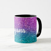 Pink Aquamarin Aqua Blue & Lila Funkelnd Glitzer Tasse (VorderseiteRechts)