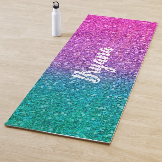 Pink Aquamarin Aqua Blue & Lila Funkelnd Glitzer Yogamatte (Beispiel)