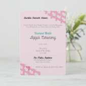 Pink Aquamarin, Baby Girl Aqiqah Baby Dusche Einladung (Stehend Vorderseite)