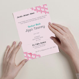 Pink Aquamarin, Baby Girl Aqiqah Baby Dusche Einladung