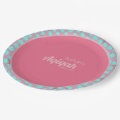 Pink Aquamarin, Baby Girl Aqiqah Baby Dusche Pappteller (Schrägansicht)