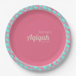 Pink Aquamarin, Baby Girl Aqiqah Baby Dusche Pappteller
