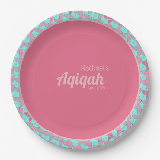 Pink Aquamarin, Baby Girl Aqiqah Baby Dusche Pappteller (Vorderseite)