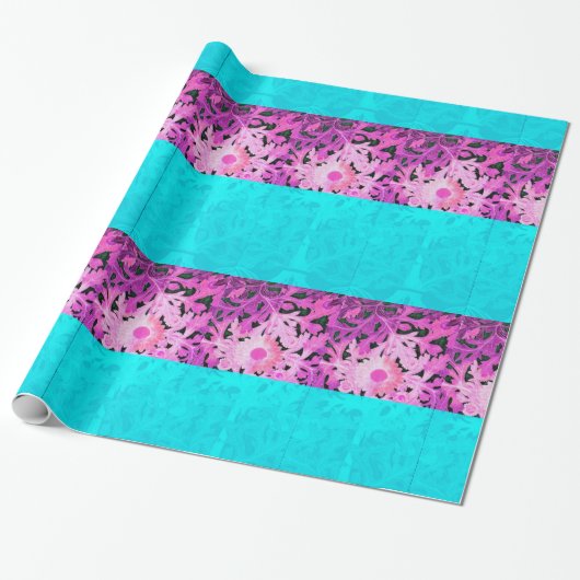 PINK AQUAMARIN BLAUE DAISS BLUME GESCHENKPAPIER (Ungerollt)