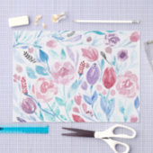 Pink Aquamarin Blue Spring Watercolor Blume Muster Seidenpapier (Handwerk)