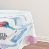 Pink Aquamarin Blue Spring Watercolor Blume Muster Tischdecke (Beispiel)