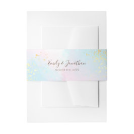 Pink Aquamarin Blue Watercolor Gold-Namen Datum Ho Einladungsbanderole