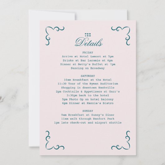 Pink Aquamarin Cowgirl Bachelorette Social Club Einladung (Rückseite)