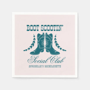 Pink Aquamarin Cowgirl Bachelorette Social Club Serviette